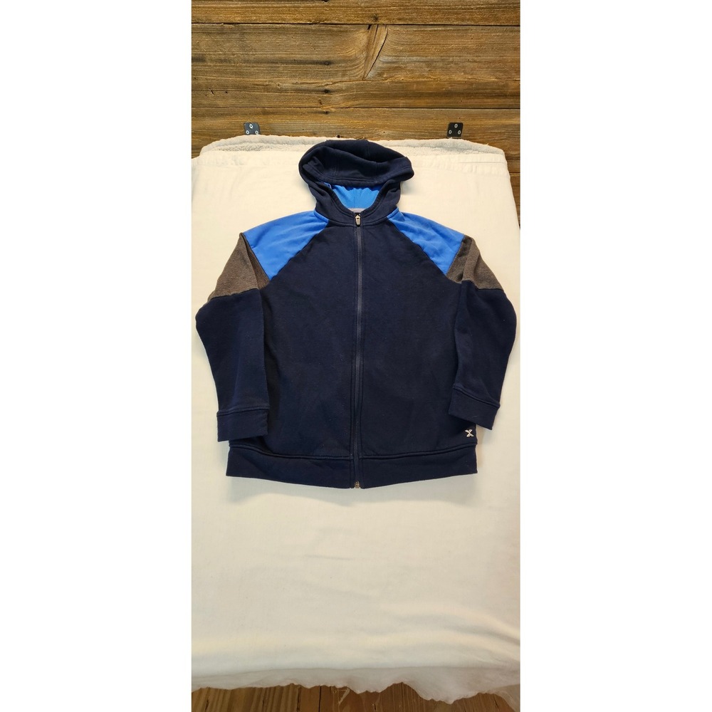 Xersion Boys Navy Blue Colorblock Full Zip Hoodie Sweatshirt Size Large 14/16